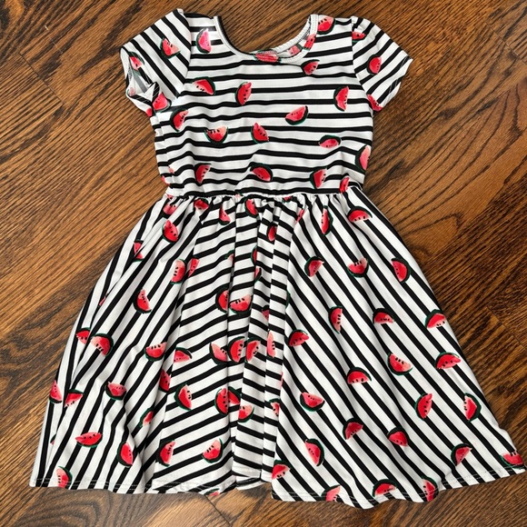 DotDotSmile -  Toddler Girl's Dress - Watermelon Wonder Ballerina Dress in 3/4 - Picture 2 of 7